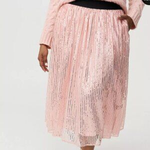 Torrid Pleated Sequin Tea Length Skirt NWT ~ Size 2